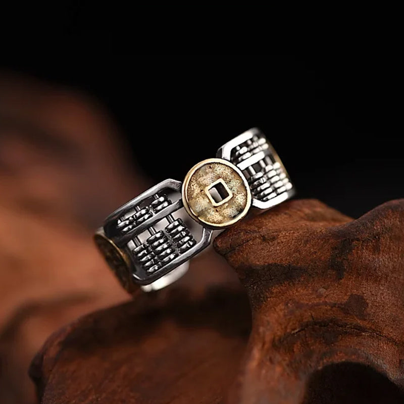 Vintage Chinese Style Emperor Coin Abacus Ring – goodquai