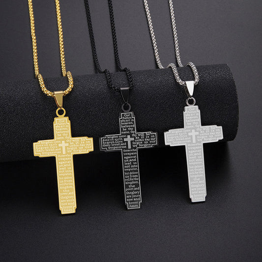 Cross Pendant Necklace with Bible Verse